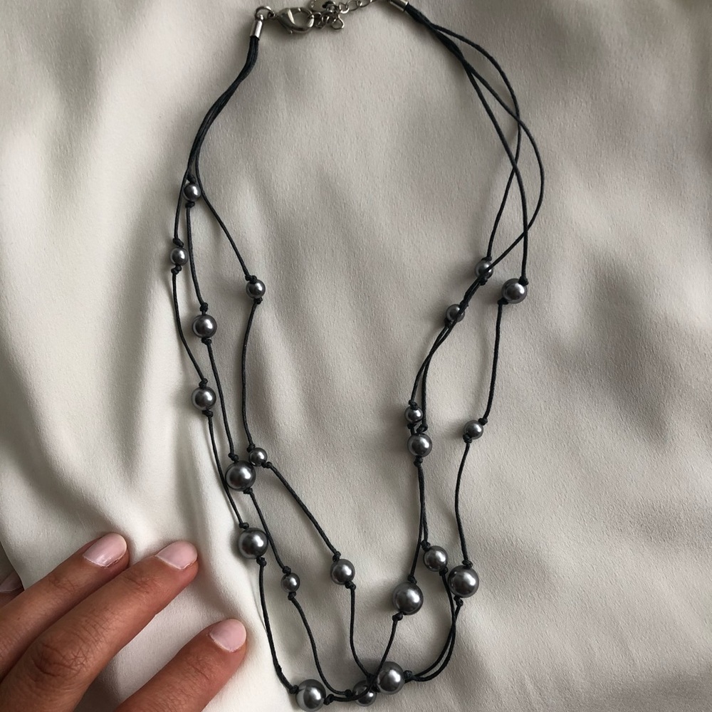 Grey faux pearls necklace